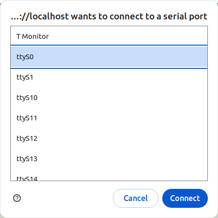 Connect Popup Menu Selected